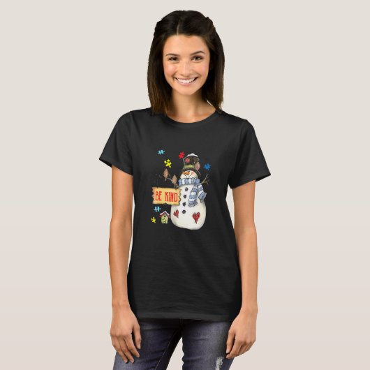 T-shirt Be Genre Snowman Puzzle Sensibilisation sur l'auti (Devant entier)