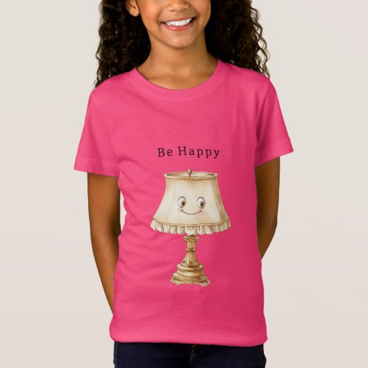 T-Shirt Be Happy Cute Smiling Lamp (Devant)