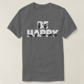T-shirt BE HAPPY text with Sign language noir et blanc d (Design devant)
