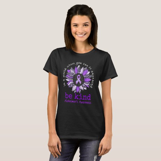 T-shirt Be Kind Alzheimer's Awareness Sunflower Leopard (Devant entier)