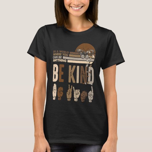 T-shirt Be Kind ASL Sign Language Inspirational Teacher Ki (Devant)