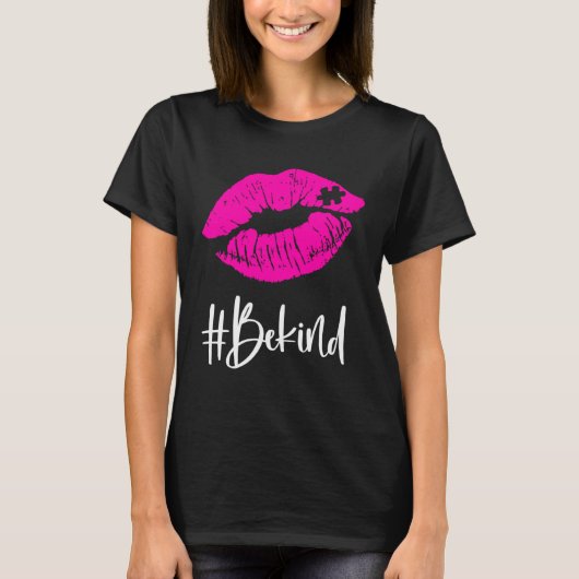 T-shirt Be Kind  Autism Awareness Puzzle Lips Proud Autism (Devant)