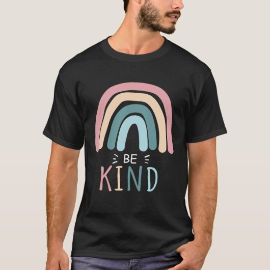 T-shirt Be Kind Cute Graphic Boho Rainbow Womens Kids Girl (Devant)