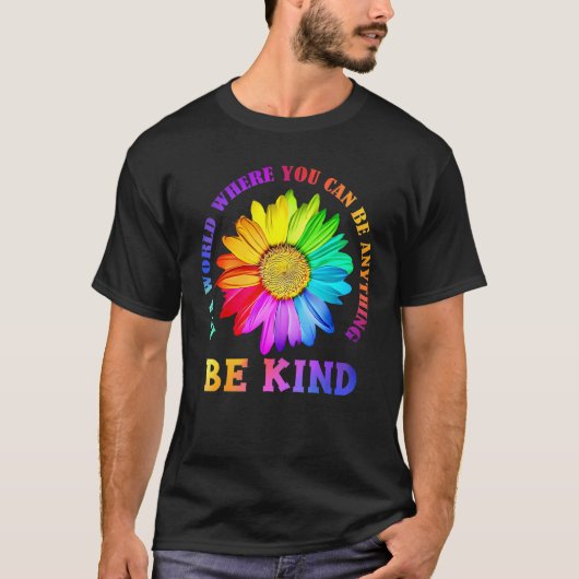 T-shirt Be Kind Daisy Flower Rainbow LGBT Gay Lesbian Prid (Devant)