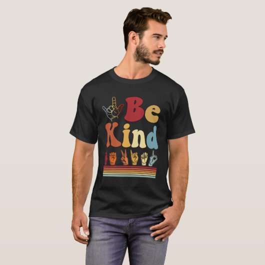 T-shirt Be Kind Femmes Signer Langue Graphique Fierté Sour (Devant entier)