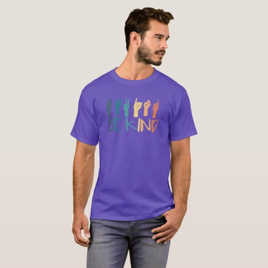 T-shirt Be Kind Hand Sign Languageeachers Retro Interprete (Devant entier)