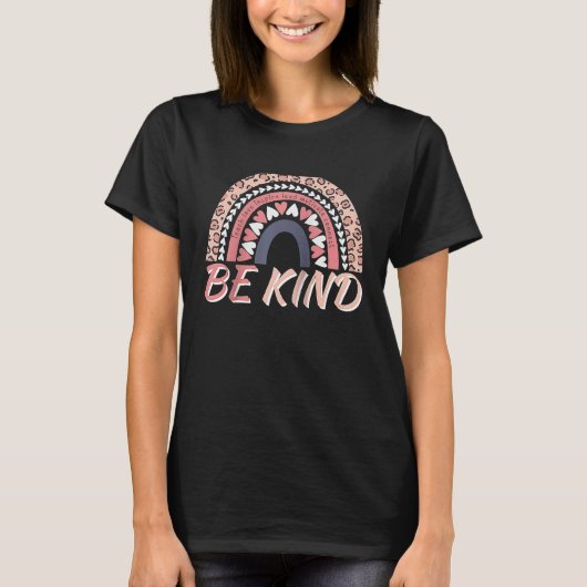 T-shirt Be Kind Leopard Rainbow Motivational Quote Teacher (Devant)