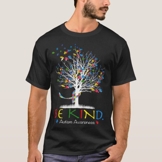 T-shirt Be Kind Puzzle Tree Autism Awareness Month Kids Me (Devant)