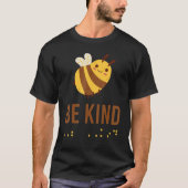 T-shirt Be Kind Sign Braille Language Bee Graphic Yellow (Devant)