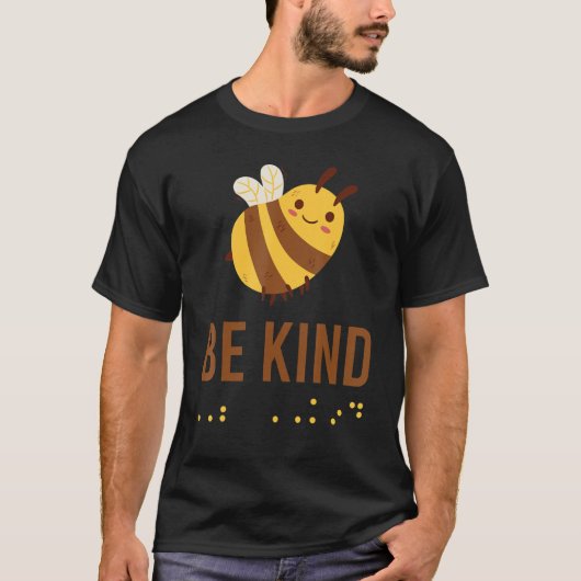 T-shirt Be Kind Sign Braille Language Bee Graphic Yellow (Devant)