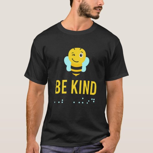 T-shirt Be Kind Sign Braille Language Bee Smile Graphic Ye (Devant)