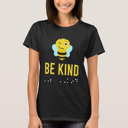 T-shirt Be Kind Sign Braille Language Bee Smile Graphic Ye (Devant)