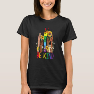 T-shirt Be Kind Sign Language Hand Talking Lgbtq+ Drapeau 