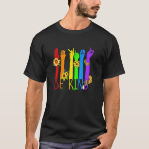 T-shirt Be Kind Sign Language Hand Talking Lgbtq+ Drapeau 