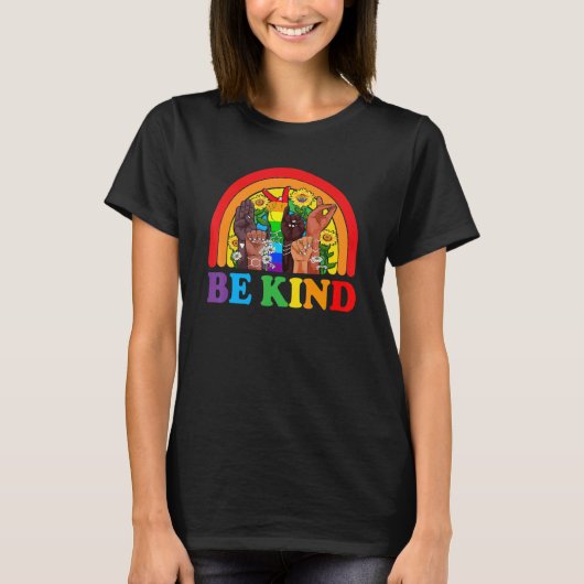 T-shirt Be Kind Sign Language Hand Talking Lgbtq+ Gay Les (Devant)
