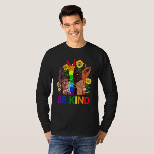T-shirt Be Kind Sign Language Hand Talking Lgbtq+ Gay Les (Devant entier)