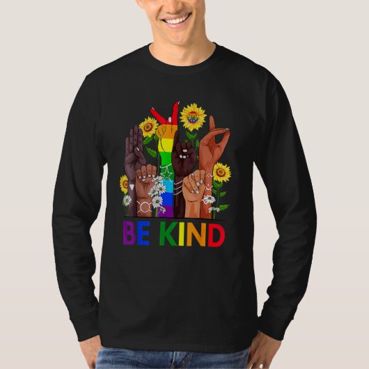 T-shirt Be Kind Sign Language Hand Talking Lgbtq+ Gay Les (Devant)