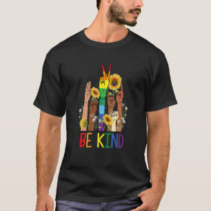 T-shirt Be Kind Sign Language Hand Talking Lgbtq+ Gay Les