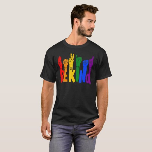 T-shirt Be Kind Sign Language Hand Talking Lgbtq Gay Les P (Devant entier)