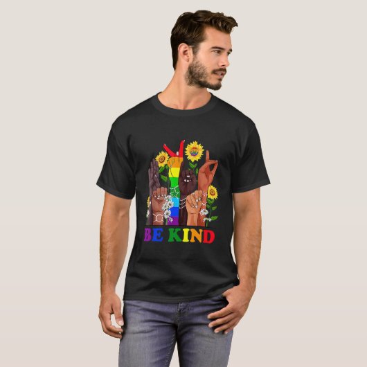 T-shirt Be Kind Sign Language Hand Talking Lgbtq Gay Les P (Devant entier)