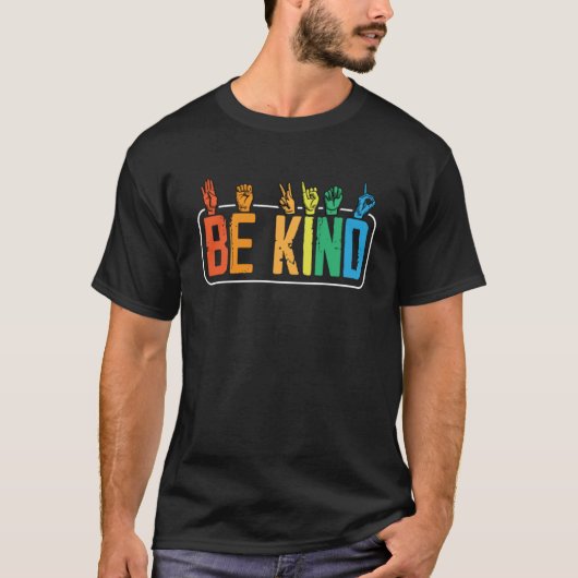 T-shirt Be Kind Sign Language Hand Talking Teacher Interp (Devant)