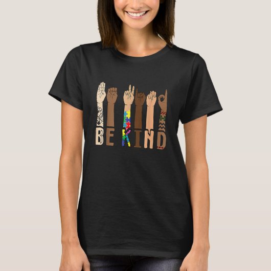 T-shirt Be Kind Sign Language Hand Talking Teacher Interp (Devant)