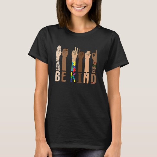T-shirt Be Kind Sign Language Hand Talking Teacher Interp (Devant)