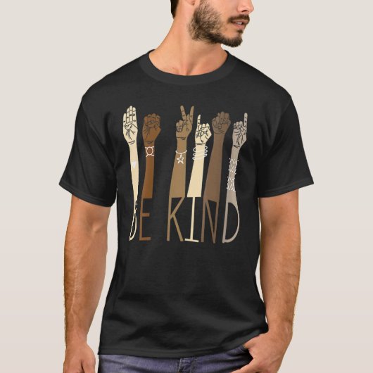 T-shirt Be Kind Sign Language Hand Talking Teacher Interp (Devant)