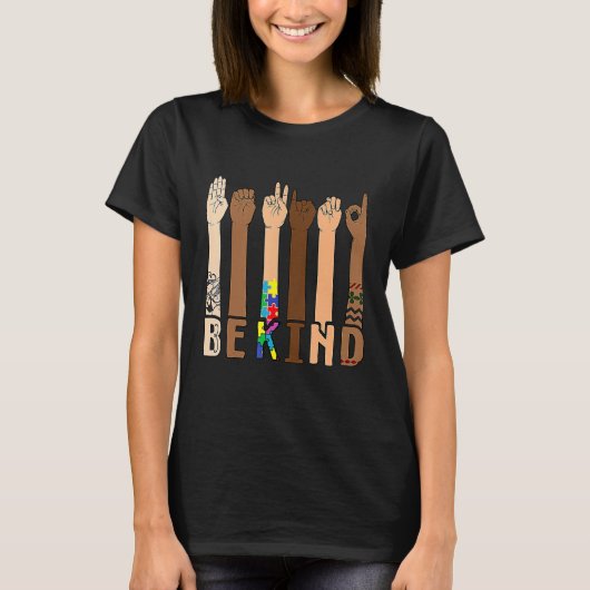 T-shirt Be Kind Sign Language Hand Talking Teacher Interp (Devant)