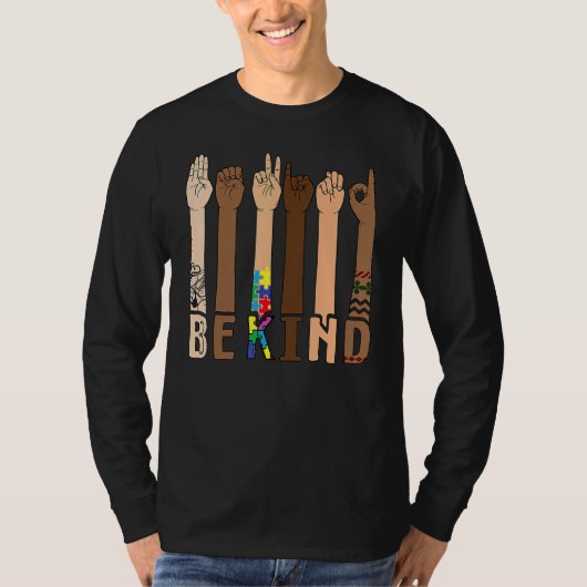 T-shirt Be Kind Sign Language Hand Talking Teacher Interp (Devant)