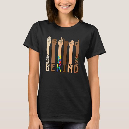 T-shirt Be Kind Sign Language Hand Talking Teacher Interp (Devant)