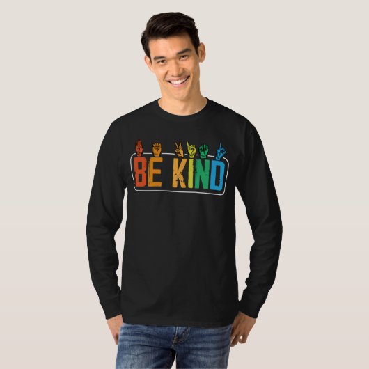 T-shirt Be Kind Sign Language Hand Talking Teachers Interp (Devant entier)