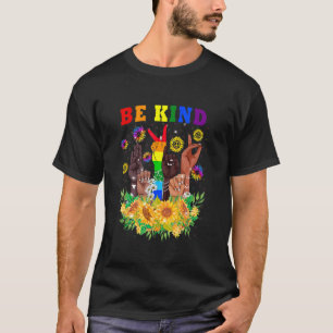 T-shirt Be Kind Signer Main Parler Lgbtq+ Pride Asl