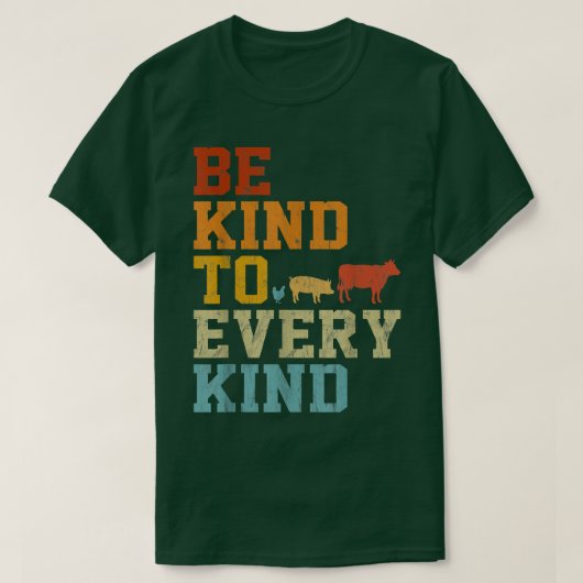 T-shirt Be Kind To Every Kind Vegetarian Retro Vegan Anima (Design devant)