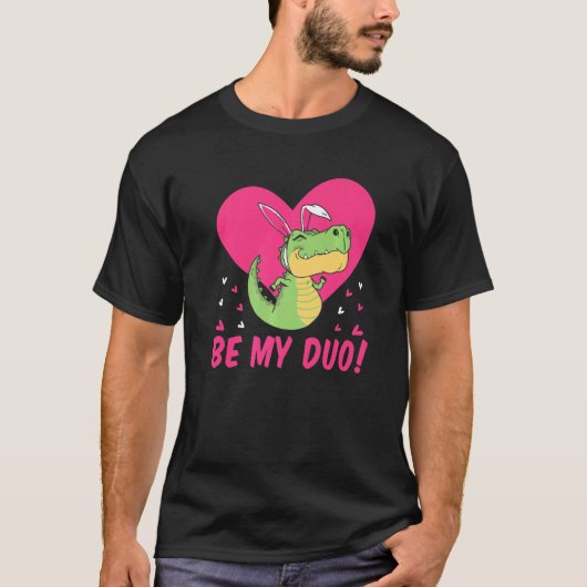 T-shirt Be My Duo Cute Flying Dinosaur Valentine's Day Din (Devant)