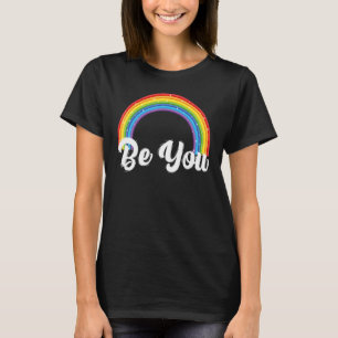 T-shirt Be You Pride Lgbtq Gay Lgbt Ally Rainbow Flag Retr
