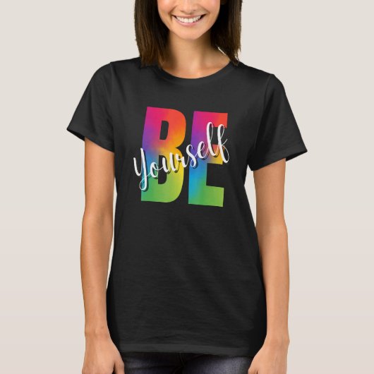 T-shirt Be Yourself LGBT-Q Gay Lesbian Bi Trans Pride Squa (Devant)