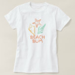 T-shirt Beach Bum Seashell Beach Wedding Invité de mariage<br><div class="desc">Le design des clochettes de plage a un motif de coquillage,  fait partie de la collection de mariage de plage et est disponible dans plus de styles.</div>