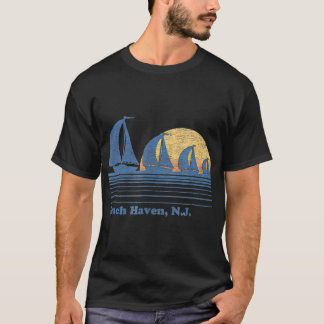 T-shirt Beach Haven NJ Voilier T Vintage 80s Sunset