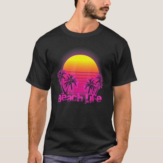T-shirt Beach Life Islands Electro Retro Sunset Love Cali (Devant)
