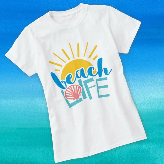 T-shirt Beach Life Sunshine Seashell Cute Vacances Été