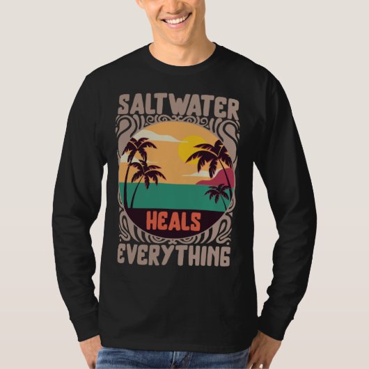 T-shirt Beach Lover Saltwater Heals Everything Family Vaca (Devant)