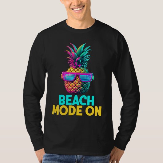 T-shirt Beach Mode On Funny Retro Pineapple Sunglasses Vac (Devant)