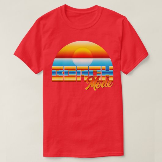 T-shirt Beach Mode Retro 80s Neon Sunset (Design devant)