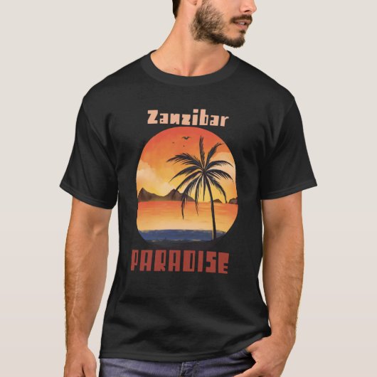 T-shirt Beach Ocean Vacation Zanzibar Surfing Palm tree Su (Devant)