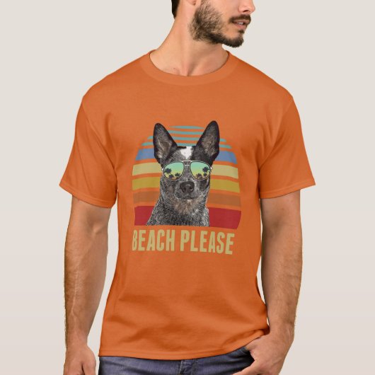 T-shirt Beach Please Australian Cattle Dog Dog Funny Summe (Devant)
