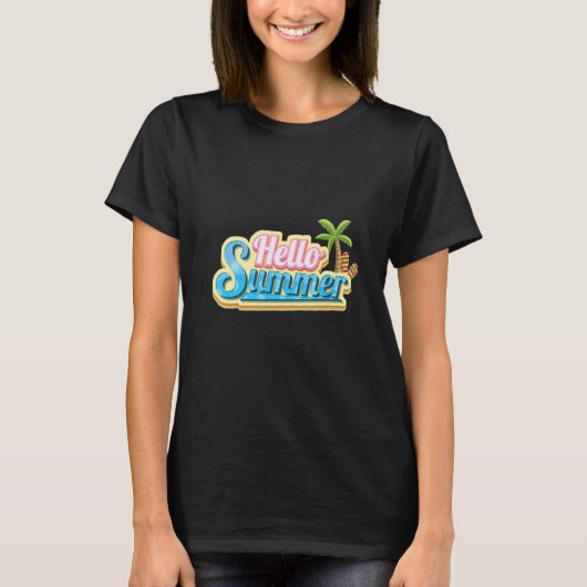 T-shirt Beach Summer Hello Summer Texte été (Devant)