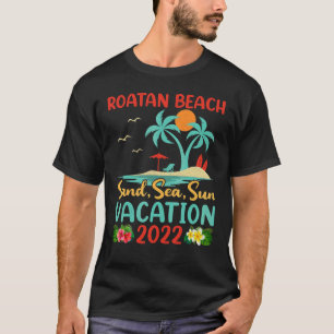 T-shirt Beach Vacation 2022 Retro Sunset Honduras Roatan B