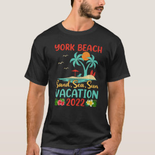 T-shirt Beach Vacation 2022 Retro Sunset Maine York Beach