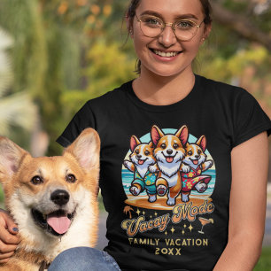 T-shirt Beach Vacay Mode Funny Corgis Vacances en famille